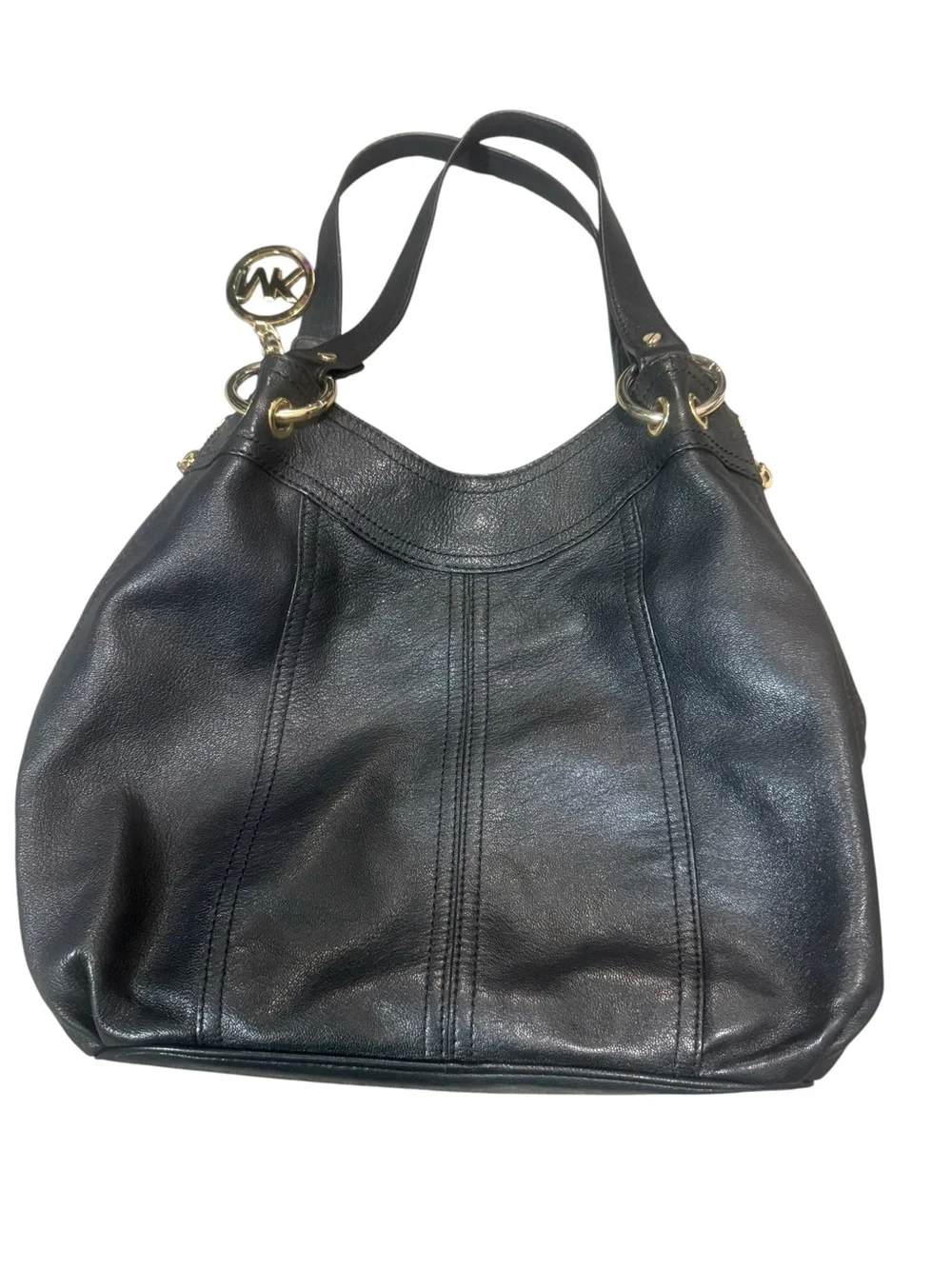 Michael Kors Black Leather Hobo with Gold Hardware